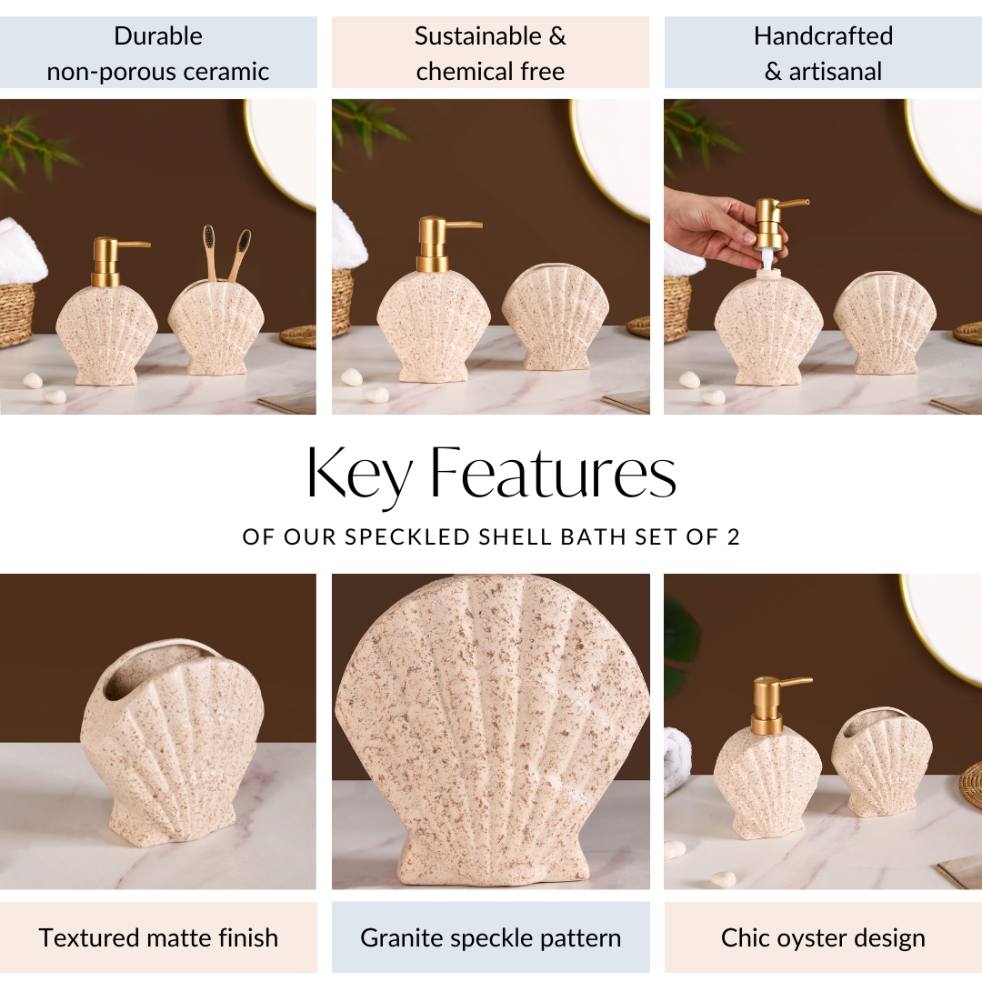 Beach Shell Ceramic Bath Set of 2 Cream Beige