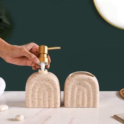 Ceramic Texture Arched Bathroom Accessories Set of 2