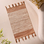Dual Tone Handcrafted Flat Weave Soft Cotton Mat 38x20 Inch