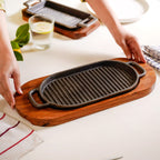 Barbecue Grill Plate With Seesham Wood Base