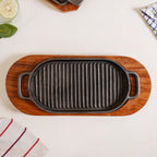 Barbecue Grill Plate With Seesham Wood Base