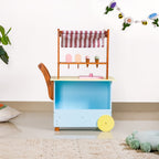 Pretend Play Creative Wooden Ice Cream Cart With Ice Cream