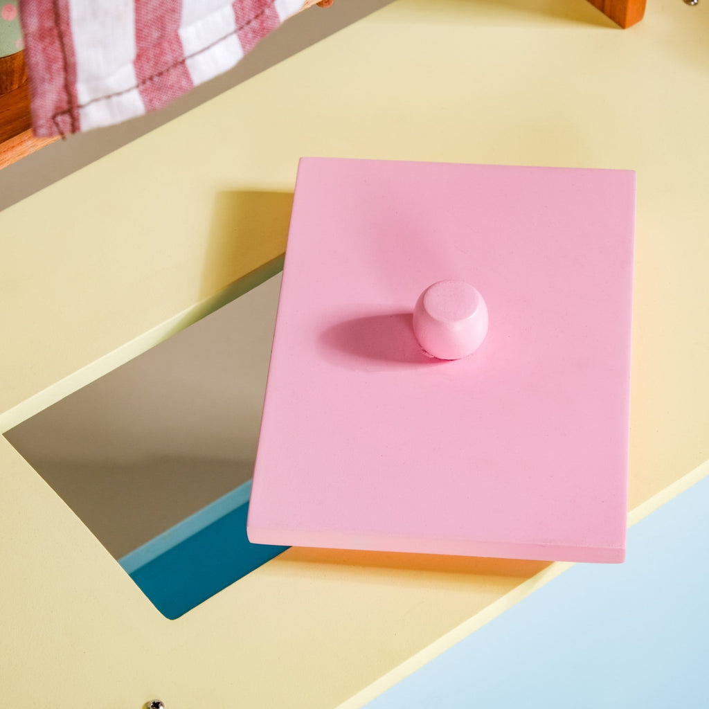 Pretend Play Creative Wooden Ice Cream Cart With Ice Cream