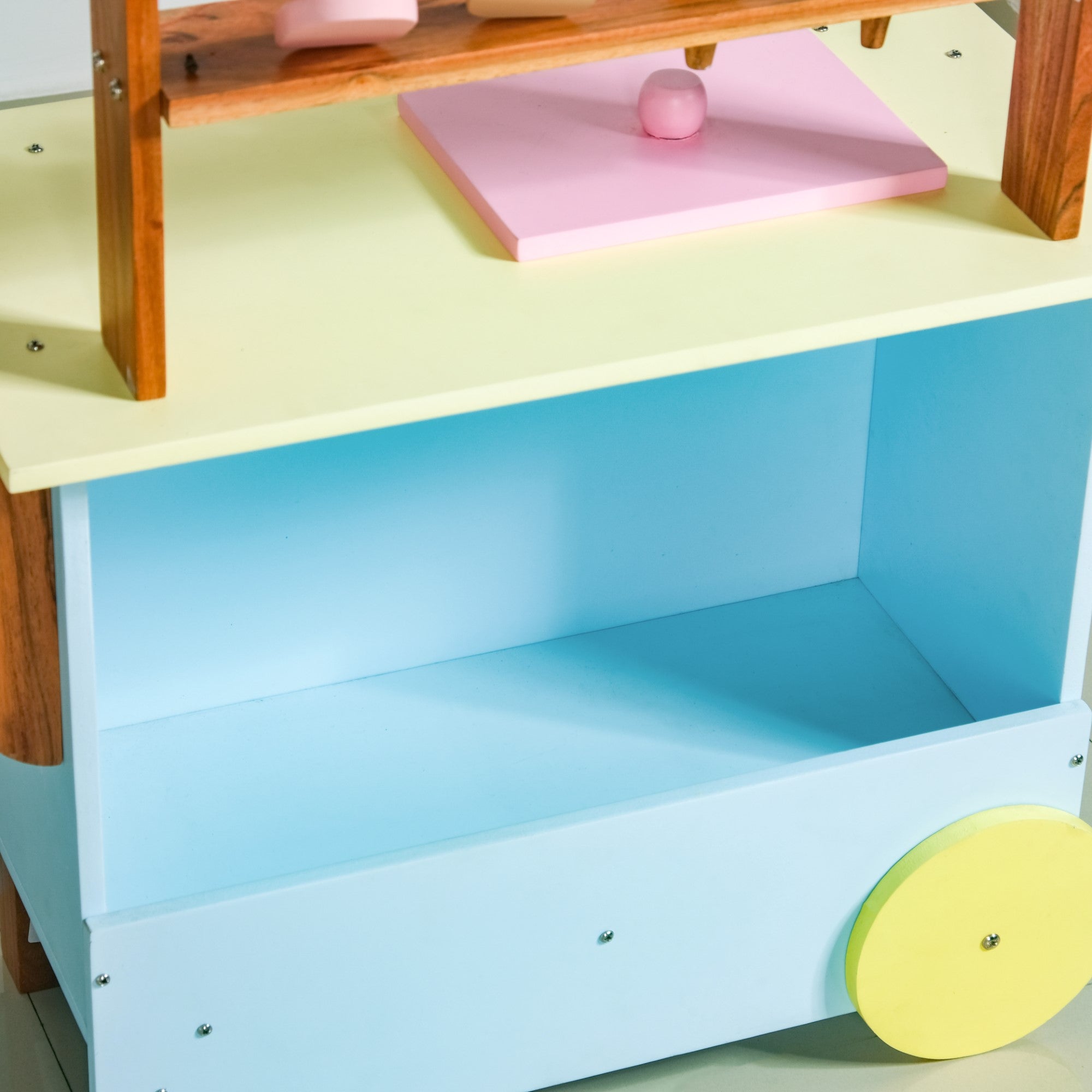 Pretend Play Creative Wooden Ice Cream Cart With Ice Cream