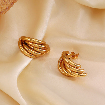 Minimalist C Shape Stud Earrings