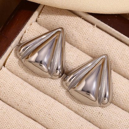 Silver Triangle Stud Earrings