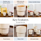 Ivory Cream Stackable Cup Set Of 4 280ml