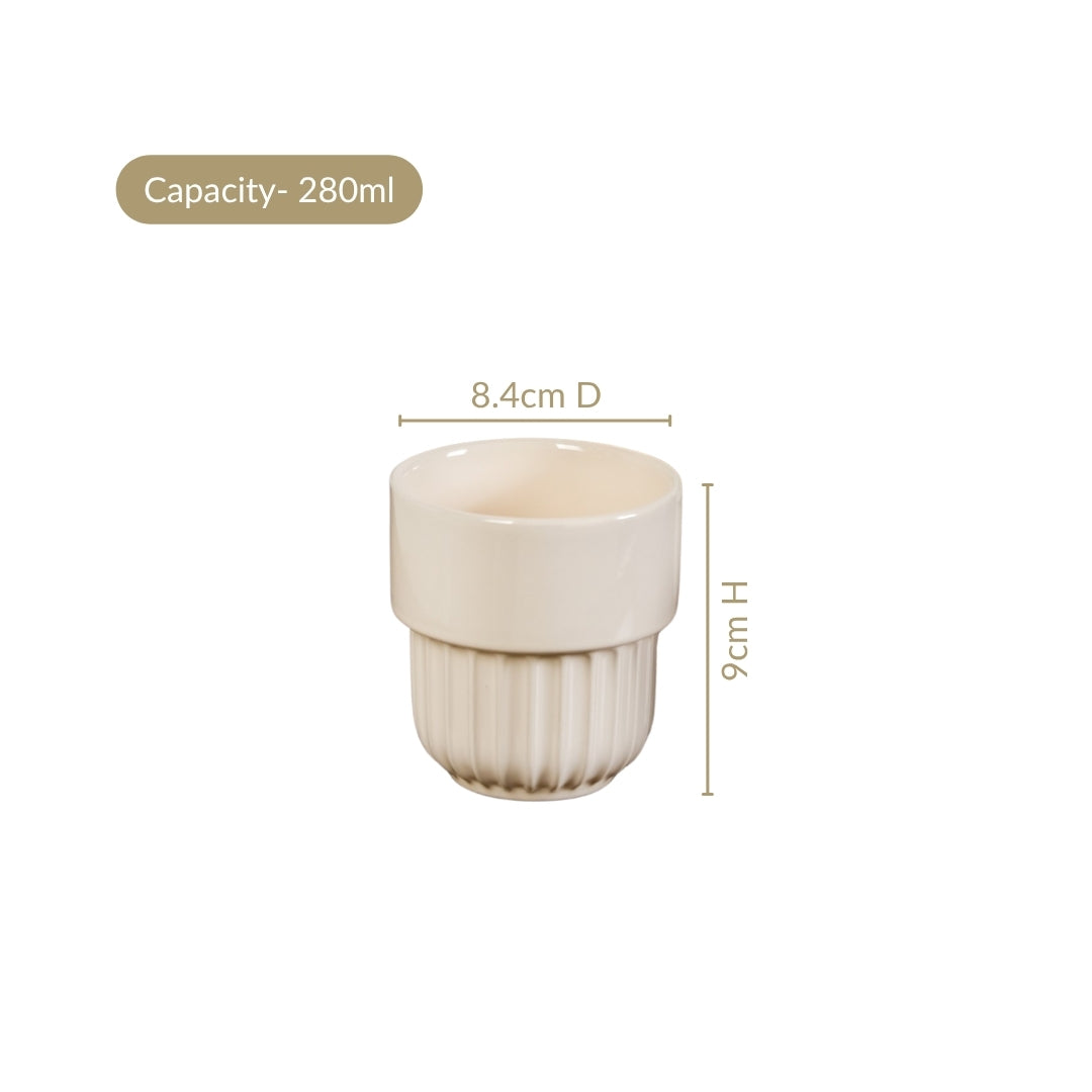 Ivory Cream Stackable Cup Set Of 4 280ml