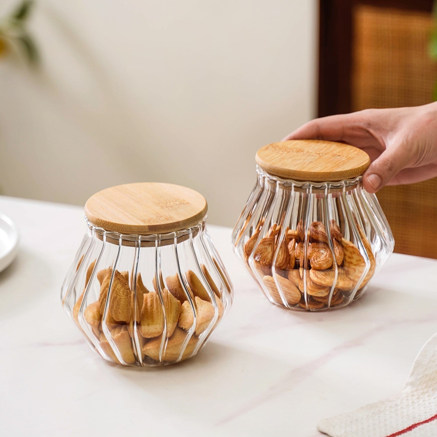 Glass Airtight Cookie Jar With Lid Set Of 2 850ml