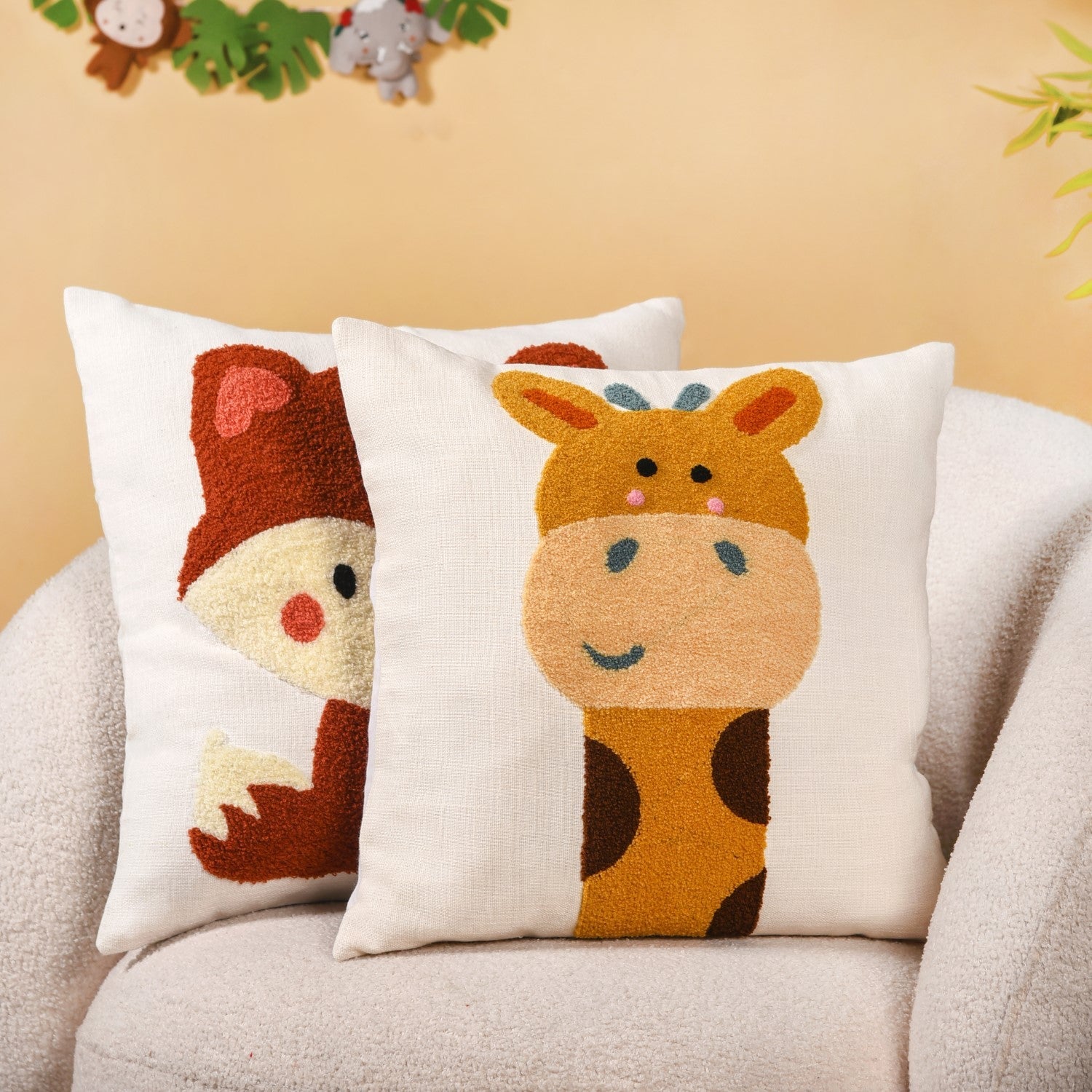 Savanna Stories Embroidered Cushion Cover Set Of 2 40x40cm