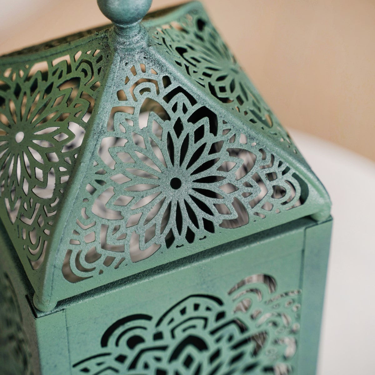 Moroccan Decorative Metal Lantern Sage Green