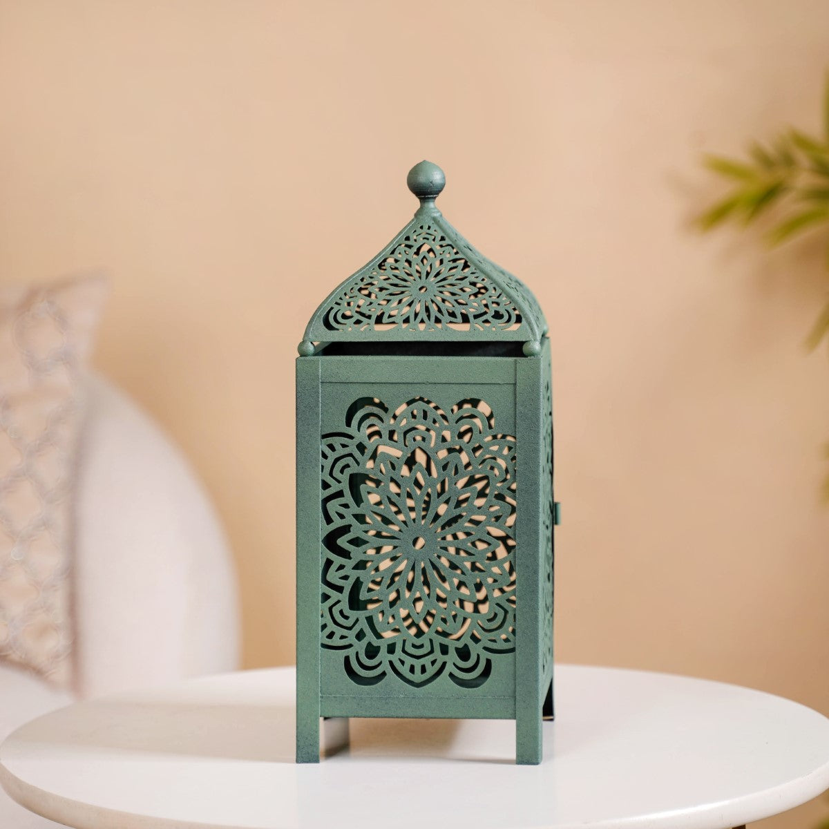 Moroccan Decorative Metal Lantern Sage Green