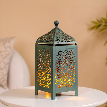 Moroccan Decorative Metal Lantern Sage Green