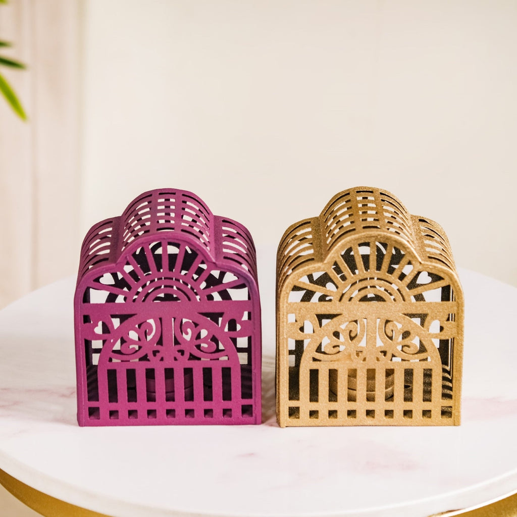 Set Of 2 Festive Charm Lanterns With Metal Cutwork