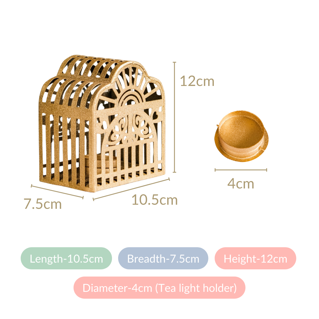 Set Of 2 Festive Charm Lanterns With Metal Cutwork