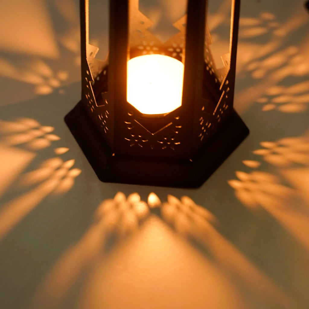 Navy Blue Moroccan Candle Holder Lantern Set Of 2