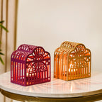 Set Of 2 Festive Charm Lanterns With Metal Cutwork