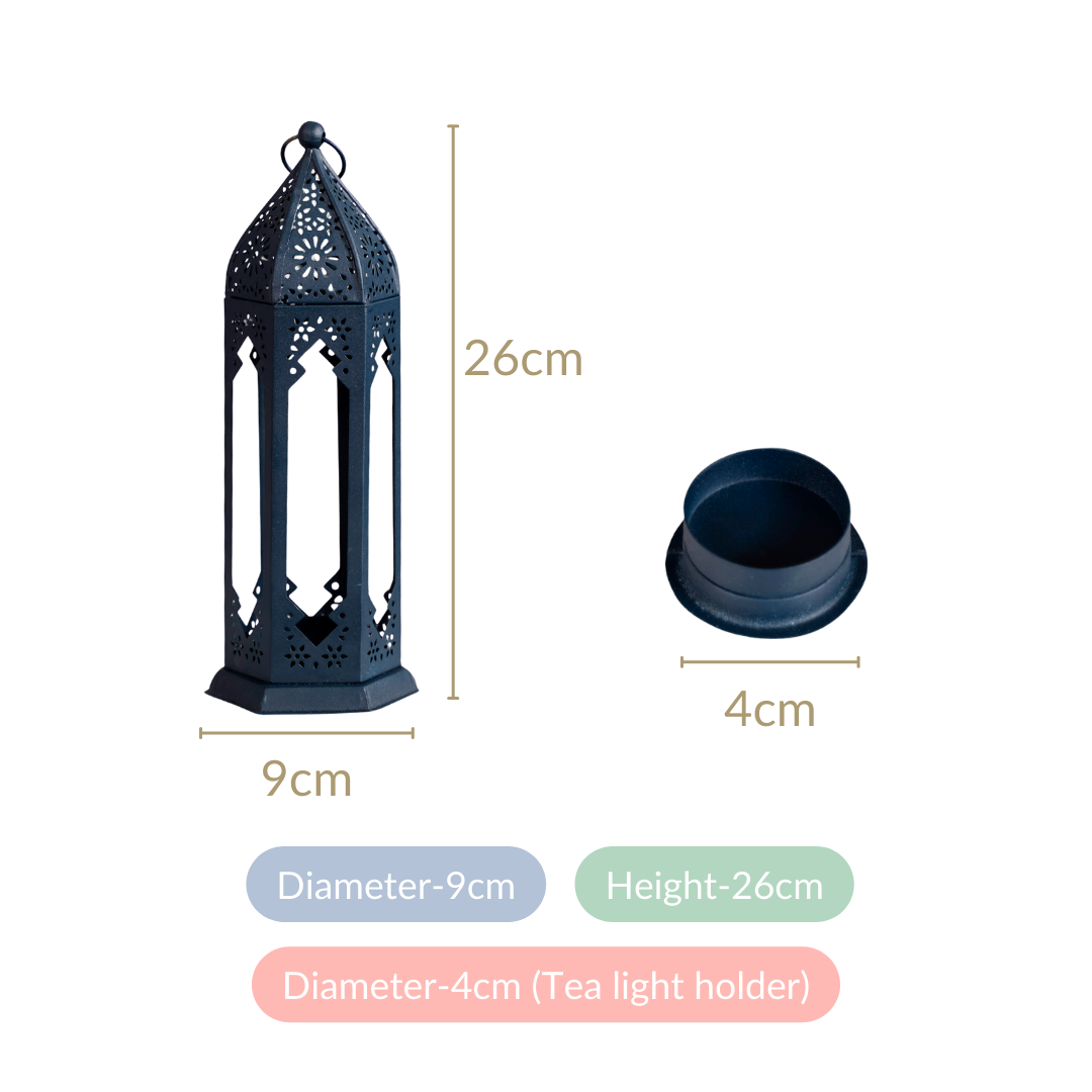 Navy Blue Moroccan Candle Holder Lantern Set Of 2