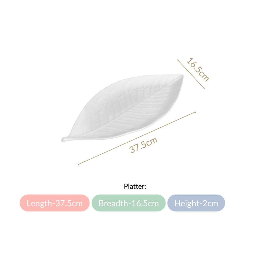 Large Bay Leaf Serving Platter 15 Inch