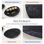 Large Natural Mango Wood Platter Black