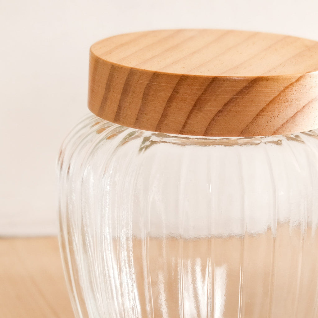 Glass Storage Jars Set of 2 With Wooden Lid 2200ml
