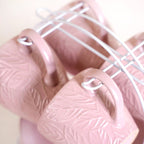 Leaf Embossed Cup And Saucer Set Of 4 With Stand 200ml