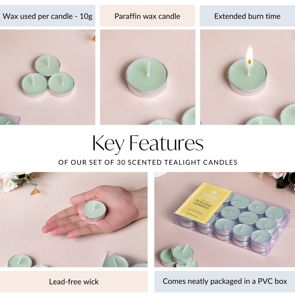 Lemon Mojito Aromatic Tealight Candles Set Of 30