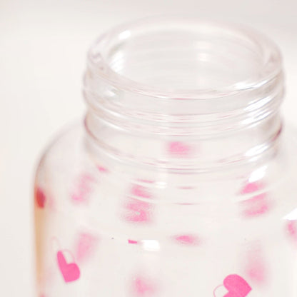 Little Hearts Glass Water Bottle 500ml