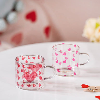 Little Hearts Glass Small Cup Set Of 2 140ml