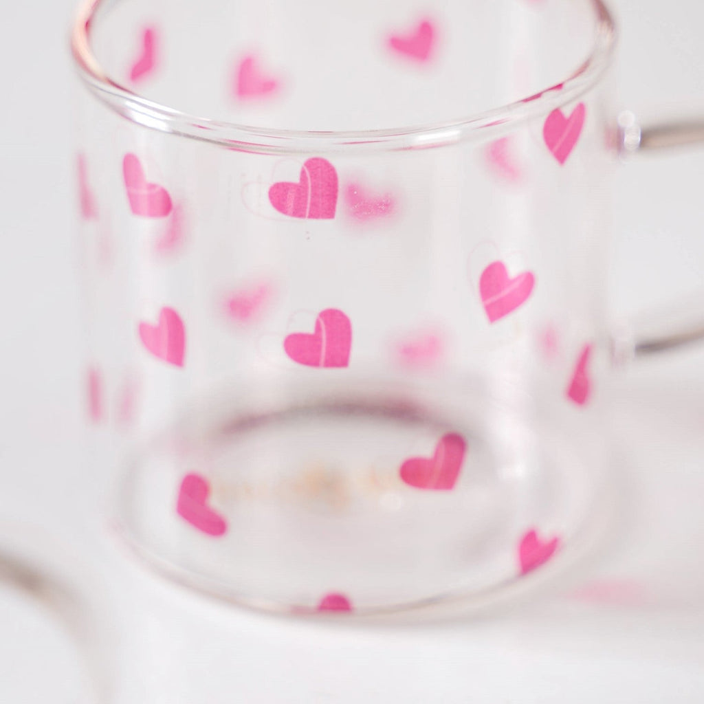 Little Hearts Glass Small Cup Set Of 2 140ml