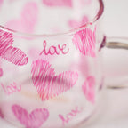 Heart XO Glass Small Size Cup Set Of 2 Pink 140ml