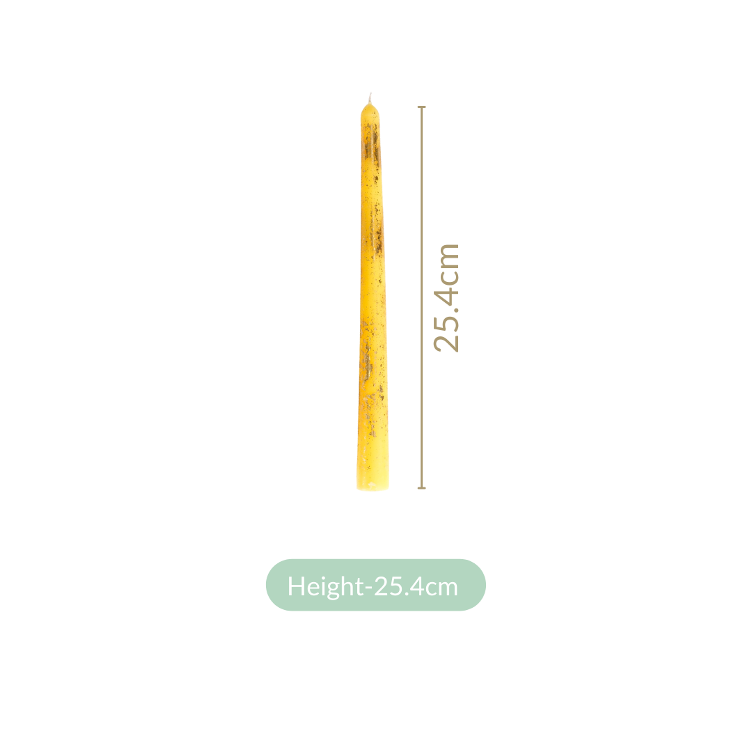 Gold Foil Candles Yellow Set Of 8