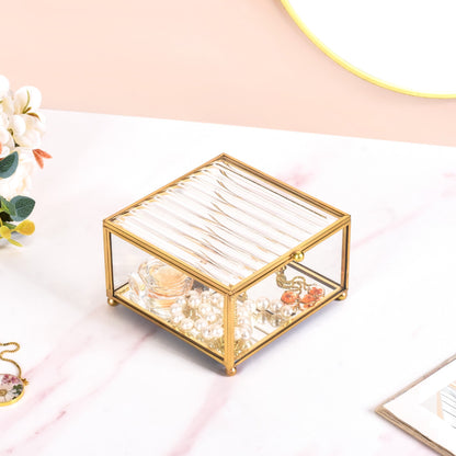 Luxe Fluted Lid Glass Vanity Box