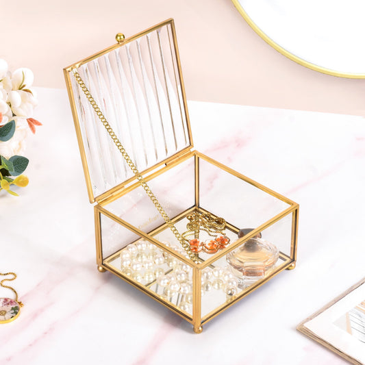 Luxe Fluted Lid Glass Vanity Box