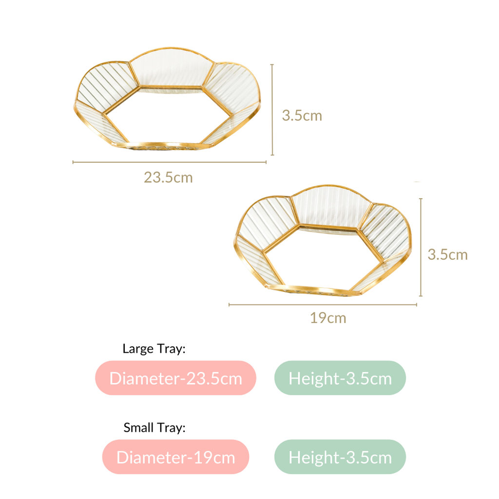 Nested Floral Mirror Vanity Makeup Trays Set Of 2