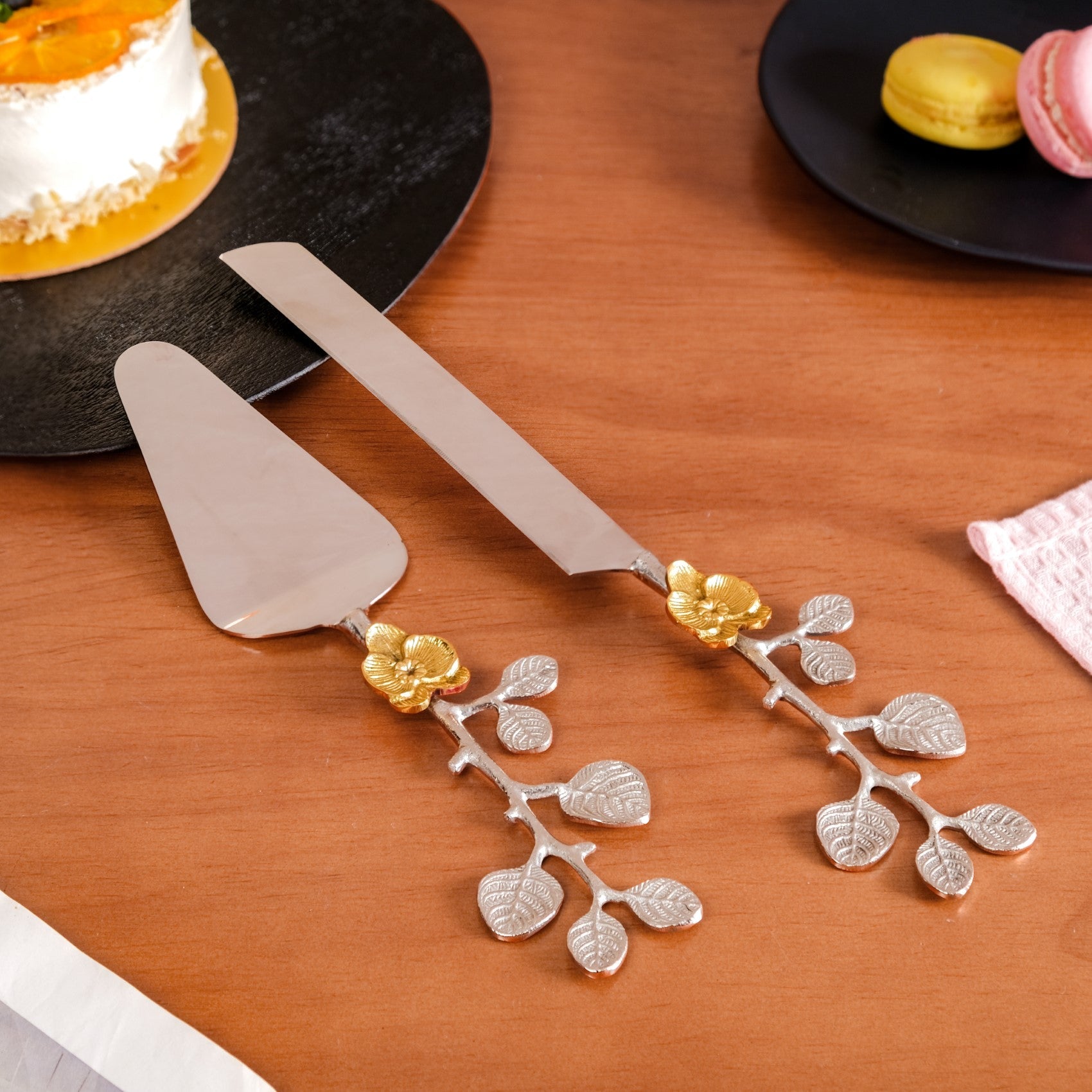 Orchid Garden Cake Knife And Server Set Of 2