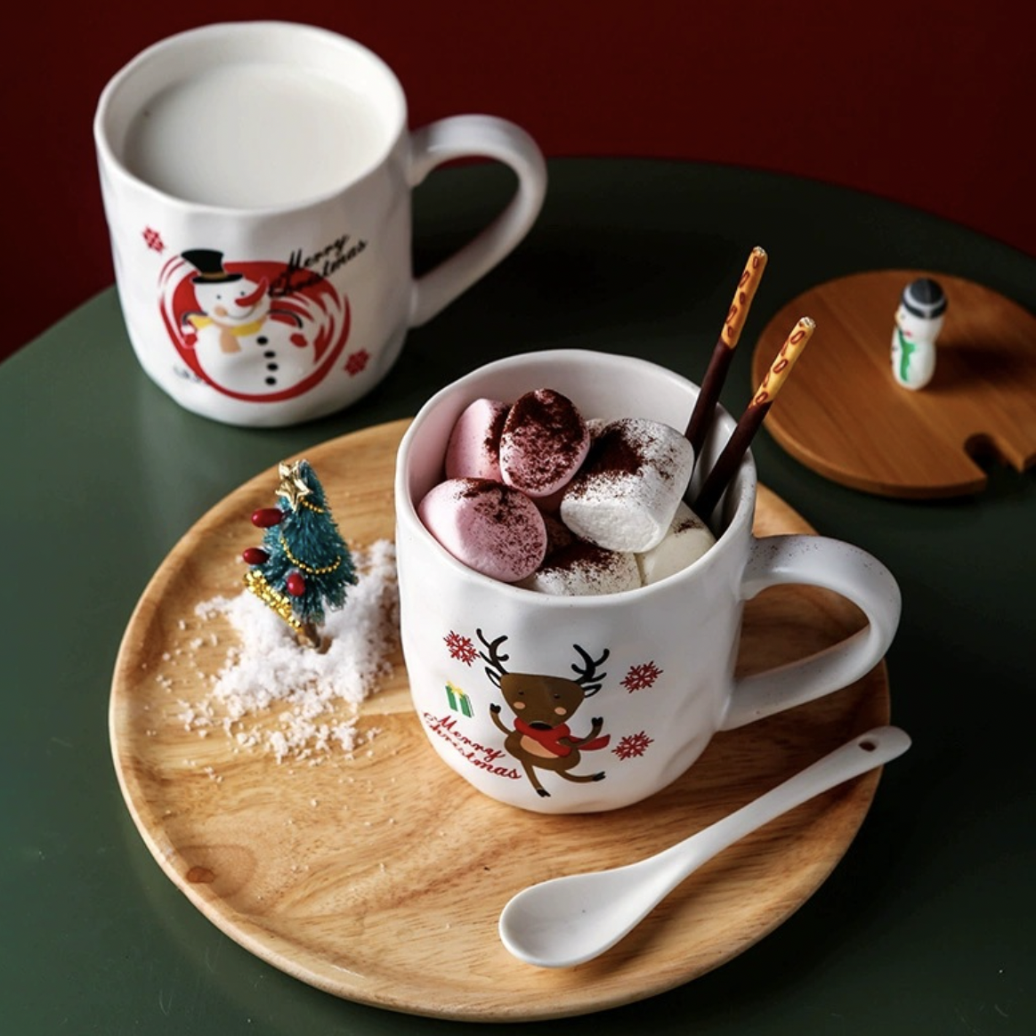 Christmas Cup With Wooden Lid