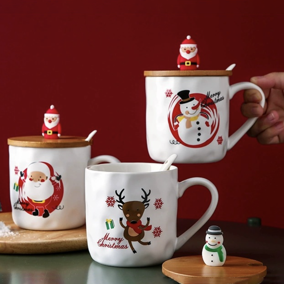 Christmas Cup With Wooden Lid