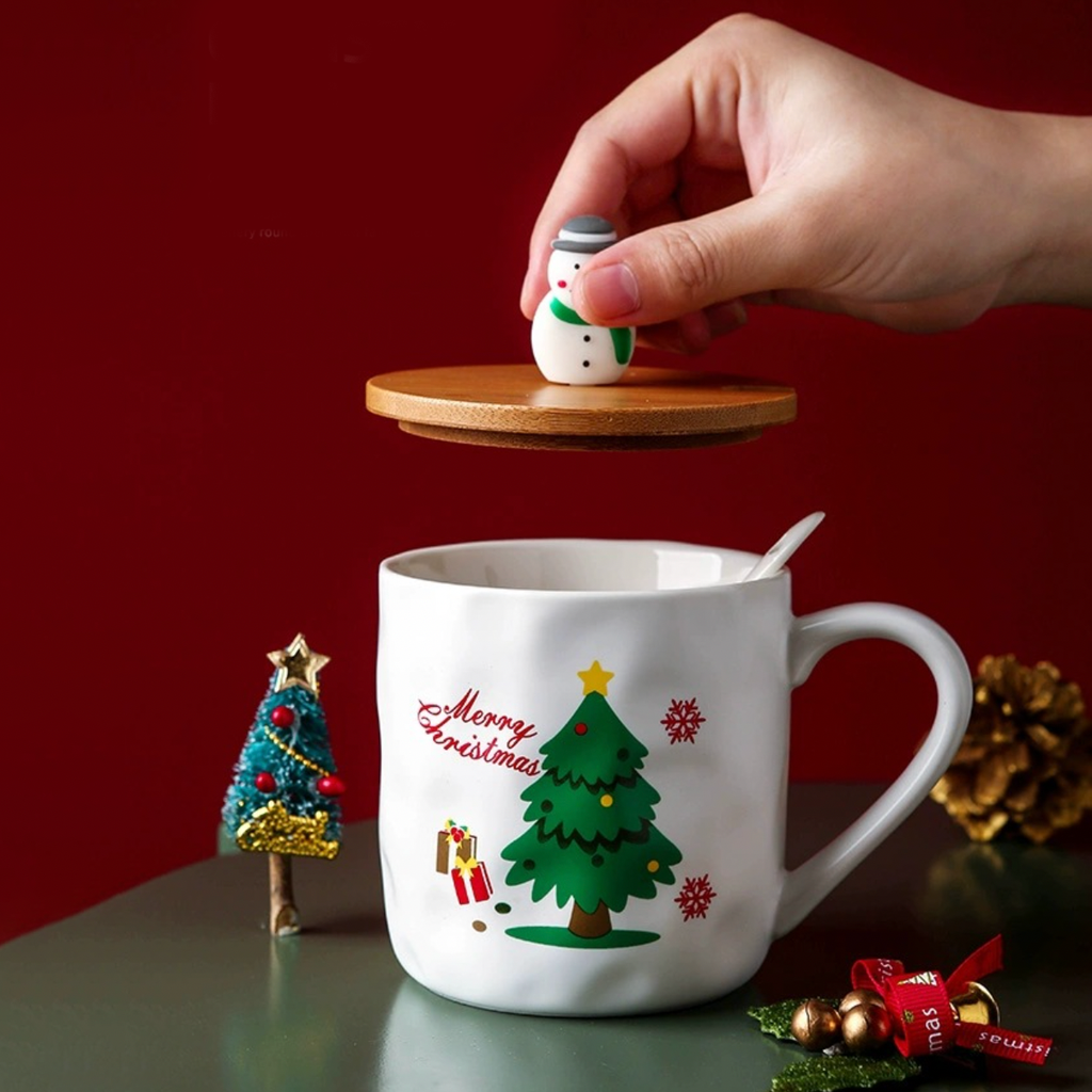 Christmas Cup With Wooden Lid