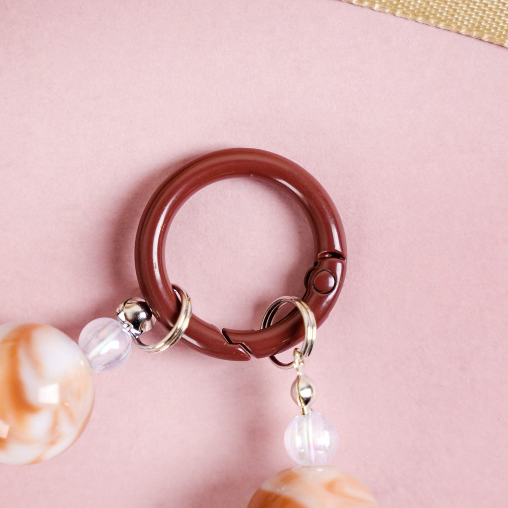 Brown Marble Pattern Love Loop Keychain