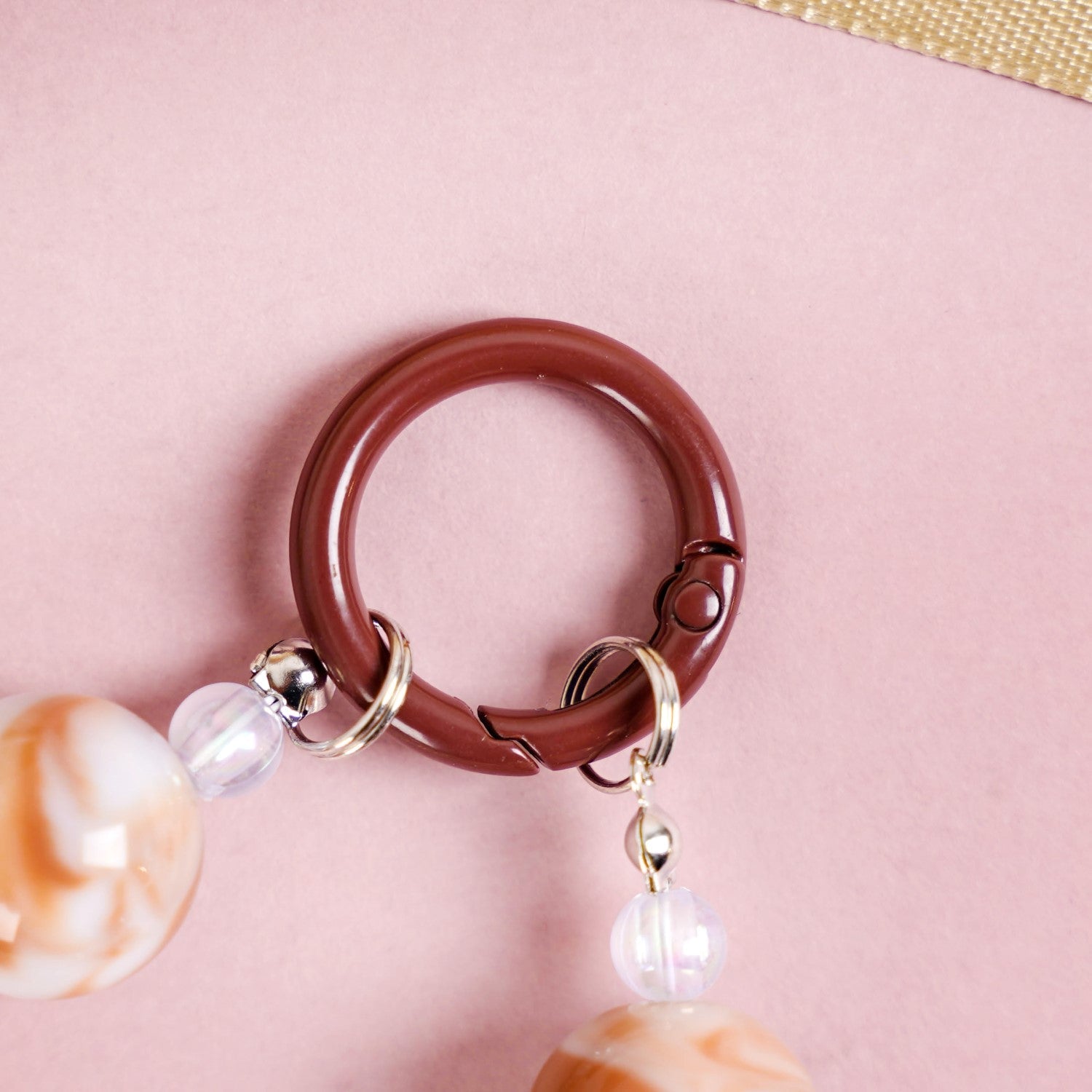 Brown Marble Pattern Love Loop Keychain