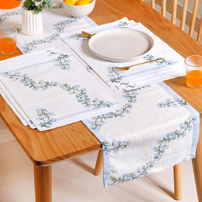 Azzurro Minimal Linen Set with Table Mats and Runner