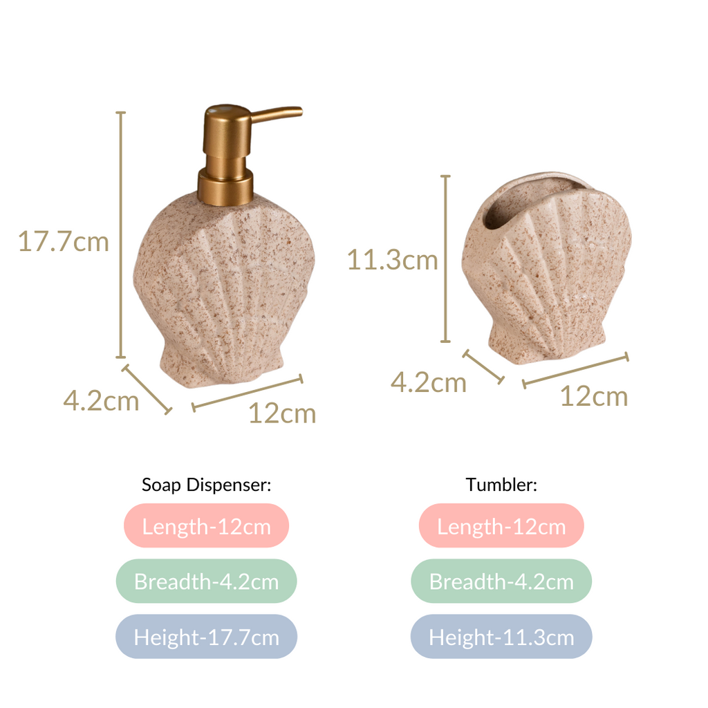 Beach Shell Ceramic Bath Set of 2 Cream Beige