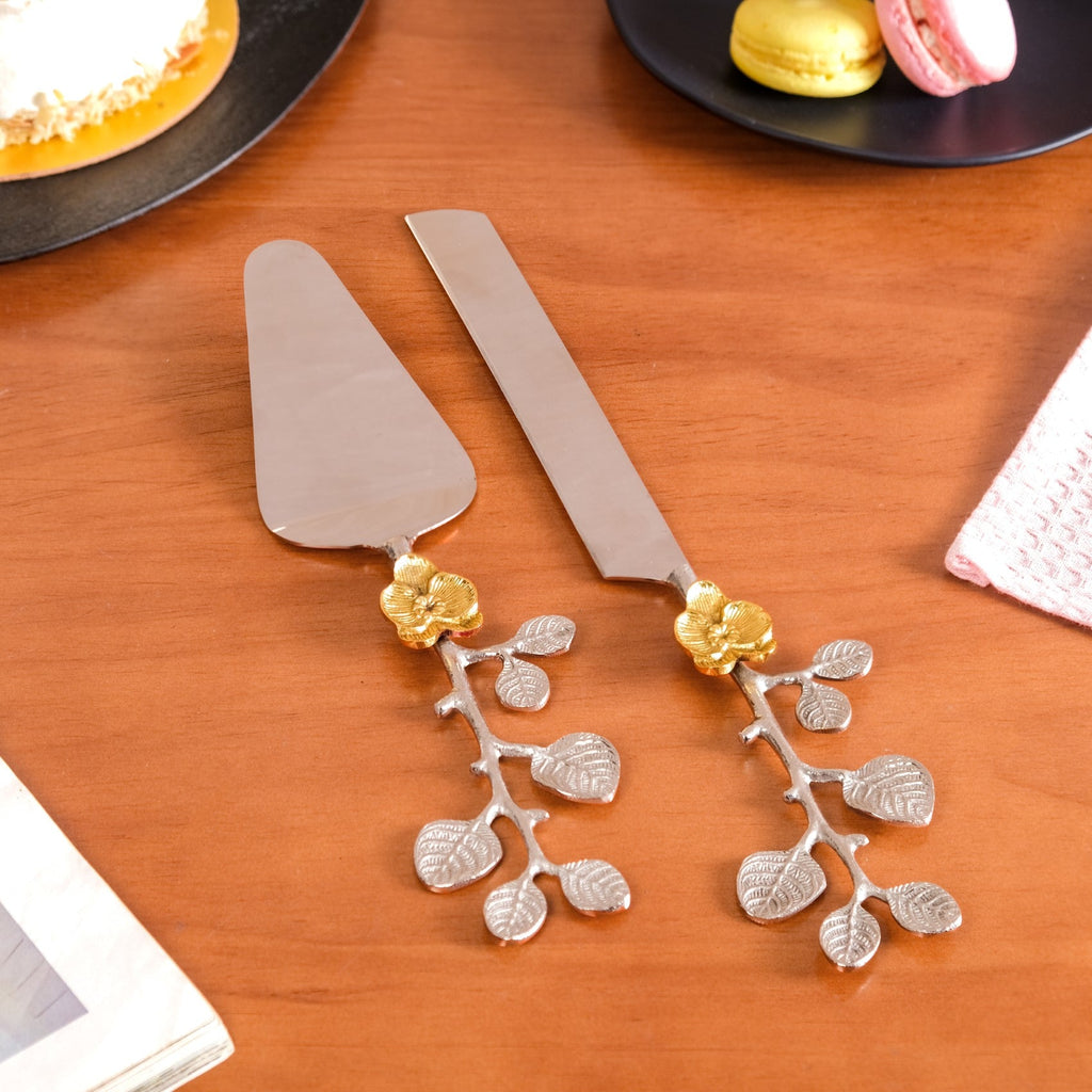 Orchid Garden Cake Knife And Server Set Of 2