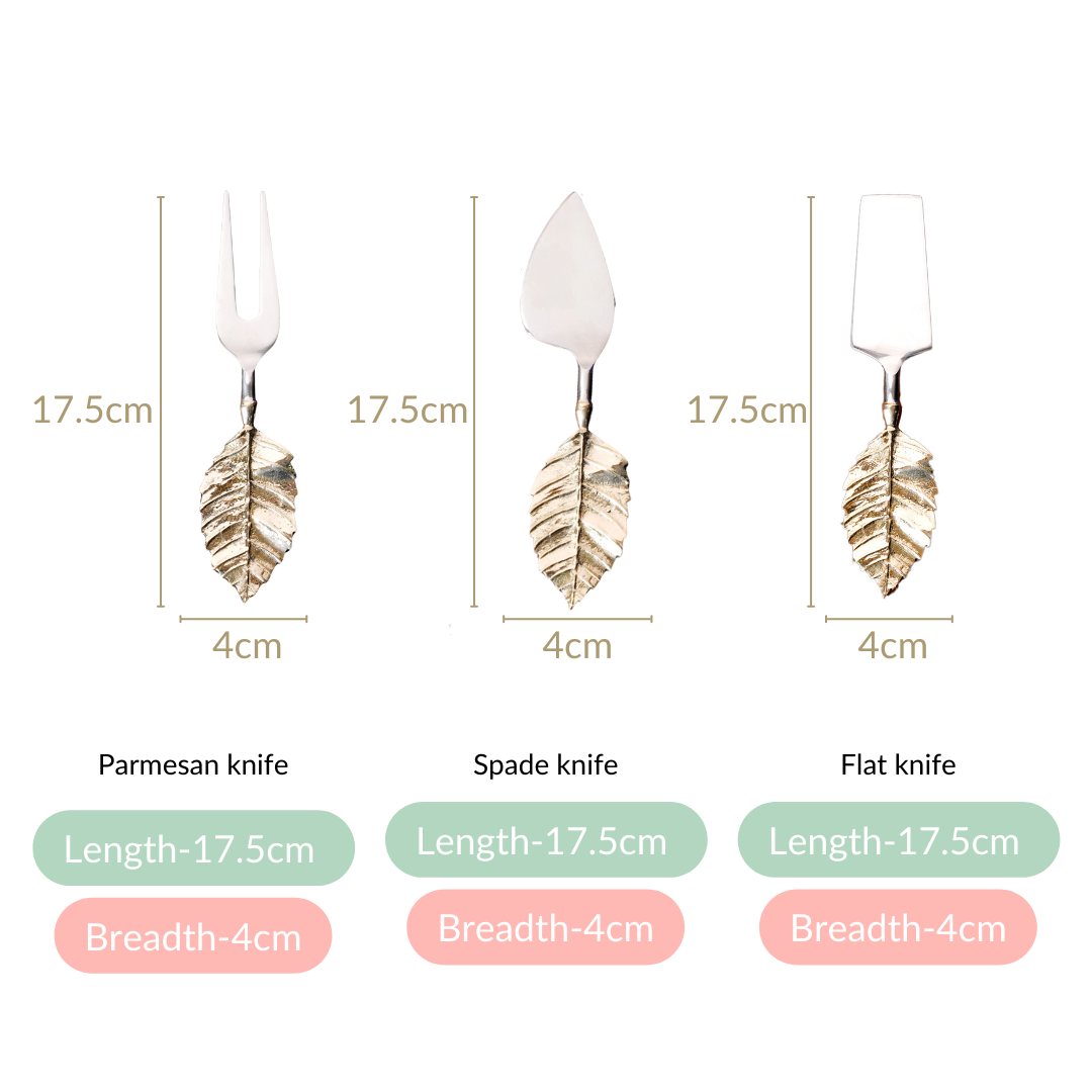 Luxury Leaf Design Cheese Knife Set Of 3