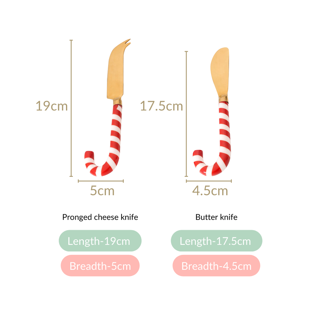 Candy Stick Cheese And Butter Knife Gold Set Of 2