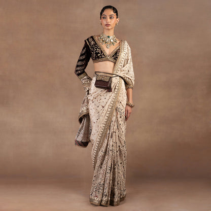 Almond Ivory - Burgundy Saree Set | EAST
