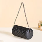 Black Quilted Mini Barrel Bag