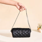 Black Quilted Mini Barrel Bag