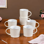 Cresta Ceramic Coffee Mug Set Of 6 Off White 300ml